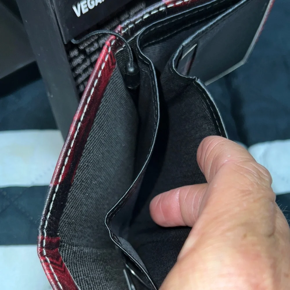 Hand Crafted Vegan Leather Wallet - Red and Black Jordan